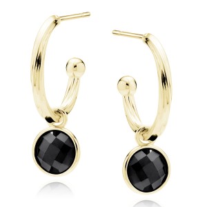 Cercei argint placati cu aur galben cu pietre negre DiAmanti Z2153EG_B-DIA (Argint 925‰ 6,4 g.)